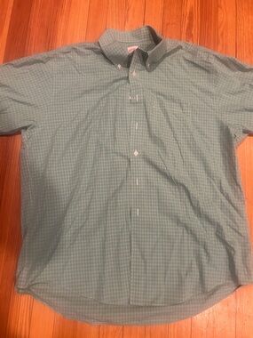 Brooks Brothers Light Teal Check Short-Sleeve Button-Down Shirt